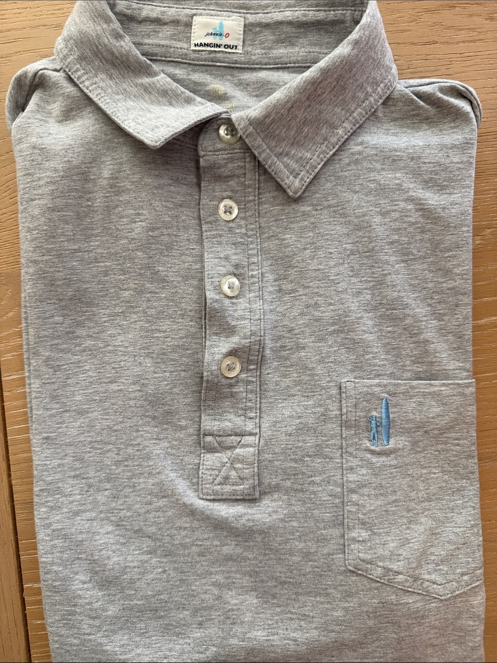 johnnie-O Heather Gray Polo with Subtle Blue Embroidery size Medium